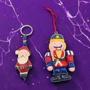 Colorful Santa and Nutcracker Ornament Set